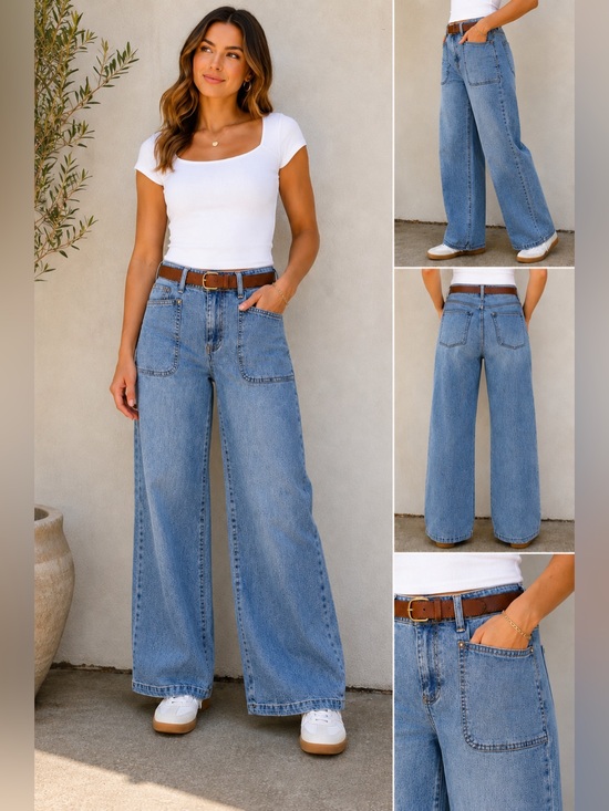 Celebrity Pink Denim - RE Generation by Celebrity Pink Wide Leg Jeans Women’s 11/30 Light Wash